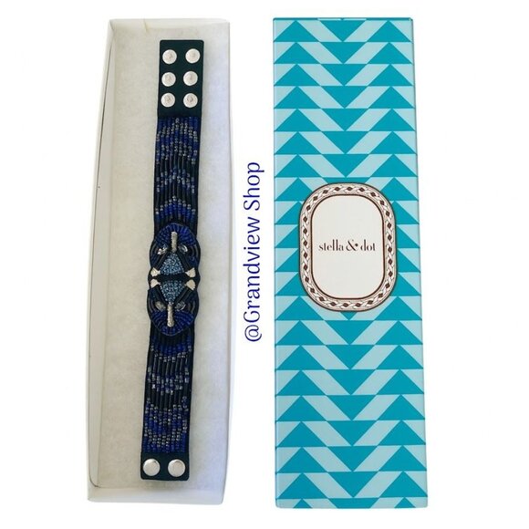 Stella & Dot Limited Edition Beaded Panther Jaguar Snap Cuff Bracelet - Picture 6 of 7